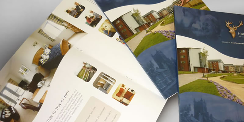 Photograph of front cover and inside pages of a brochure for the Joseph Rountree Foundation